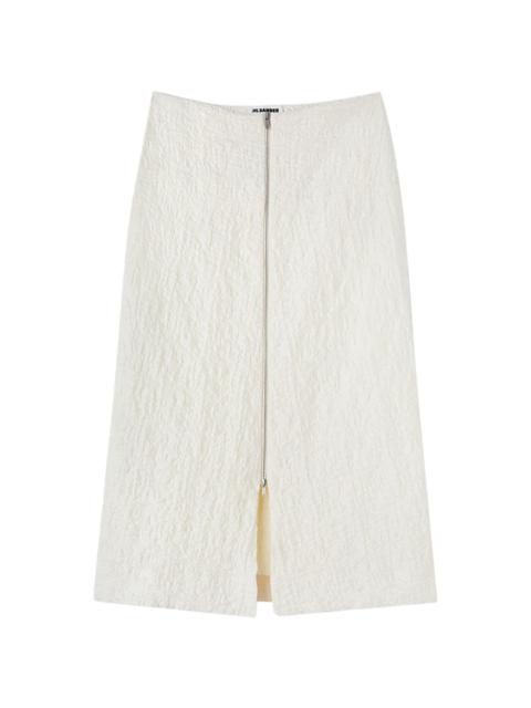 Jil Sander textured-finish zip-up midi skirt