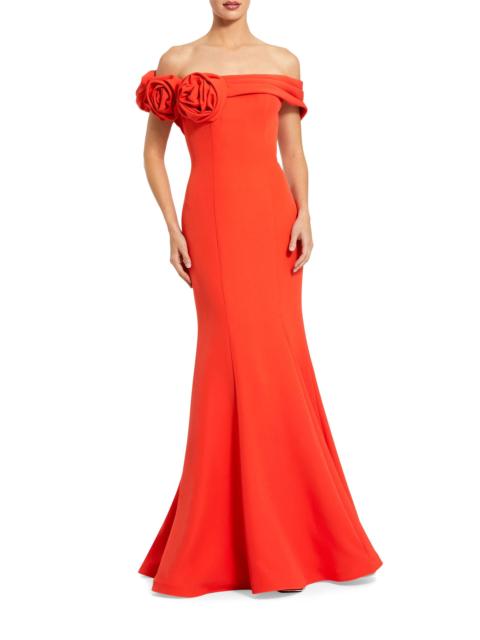 MAC DUGGAL Women's Ieena One Satin Off-The-Shoulder Gown - Cayenne