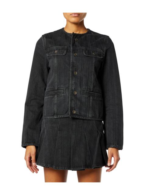 Diesel COLLARLESS JACKET IN PINSTRIPE DENIM