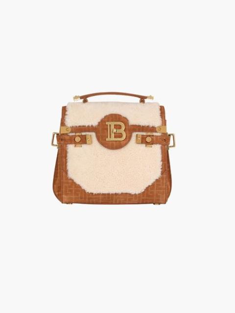 Balmain Capsule After ski - Camel and ecru shearling and suede B-Buzz 23 bag
