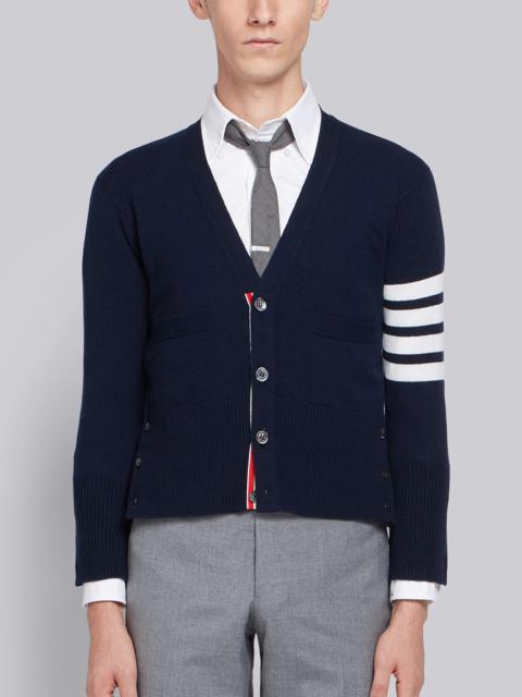 Navy Cashmere 4-bar Short V-neck Cardigan