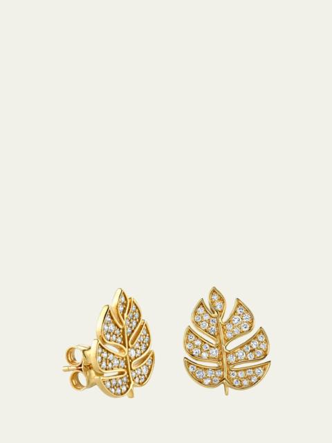 SYDNEY EVAN Medium Monstera Leaf Stud Earrings