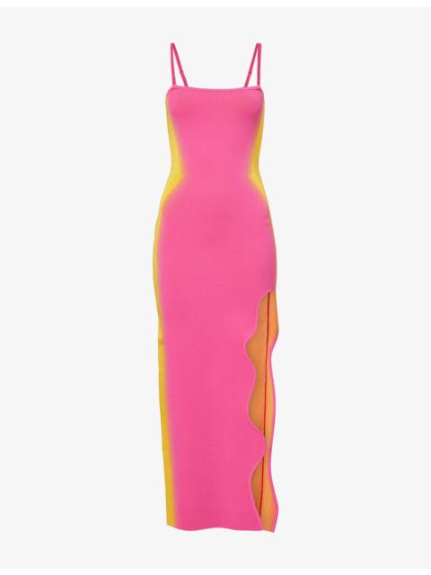 PH5 Iris Scalloped-Slit Stretch-Knit Maxi Dress