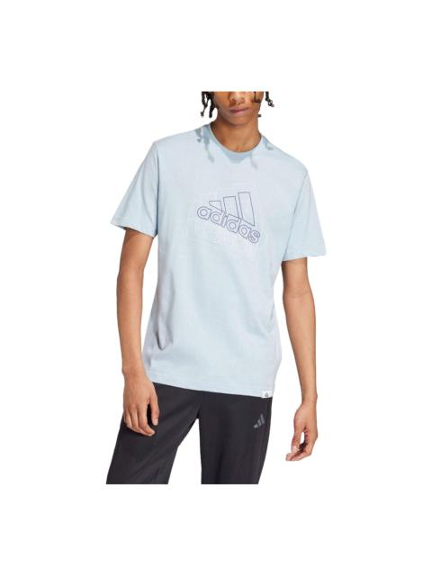 adidas Tech Badge Of Sport Graphic T-shirt Asia Sizing 'Light Blue' JF0662