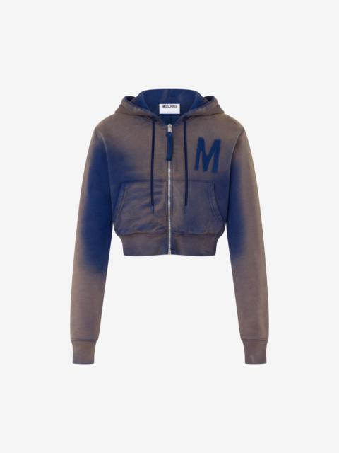 Moschino PRINTED ORGANIC COTTON CROP SWEATSHIRT