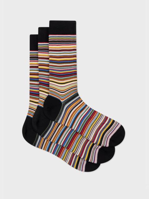 Silk-Blend Signature Stripe Socks Three Pack