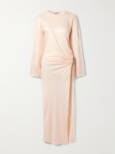 THE ATTICO Embellished Gathered Jersey Maxi Dress