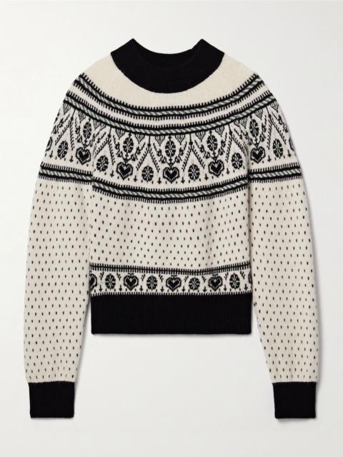 KHAITE Guy intarsia cashmere-blend sweater Cream