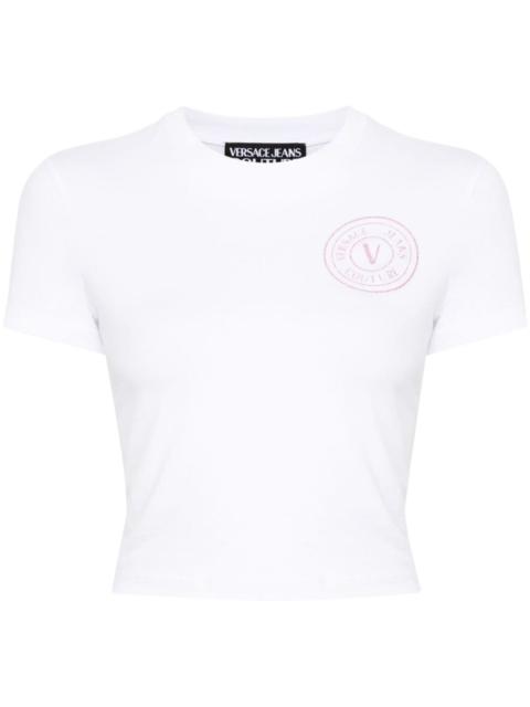 VERSACE JEANS COUTURE V-Emblem glittered T-shirt