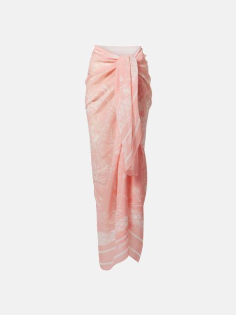 Balmain Printed silk beach cover-up
