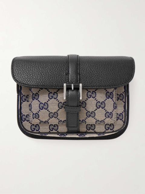GUCCI Neo Leather-Trimmed Monogrammed Coated-Canvas Messenger Bag