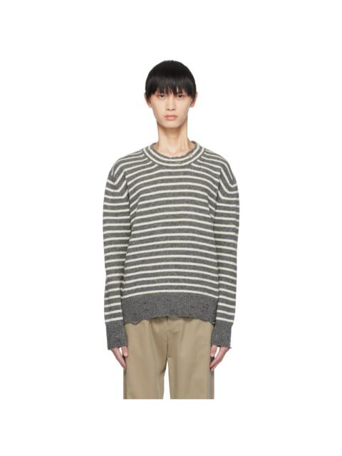 AMI Paris Gray & White Cut Out Sweater