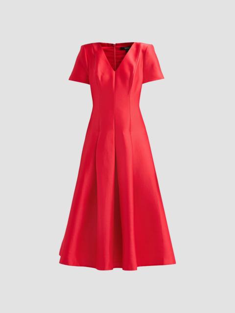 BADGLEY MISCHKA Women's Stretch Mikado V-Neck Midi Dress - Red