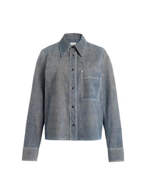 CLOSED Slim Denim-Printed Suede Jacket blue