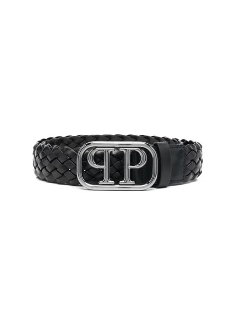 PHILIPP PLEIN logo buckle braided belt