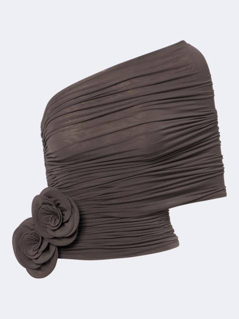 MAGDA BUTRYM Floral-appliqué draped off-shoulder top