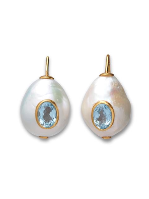 LIZZIE FORTUNATO Pearl Pablo Earrings - Blue Topaz