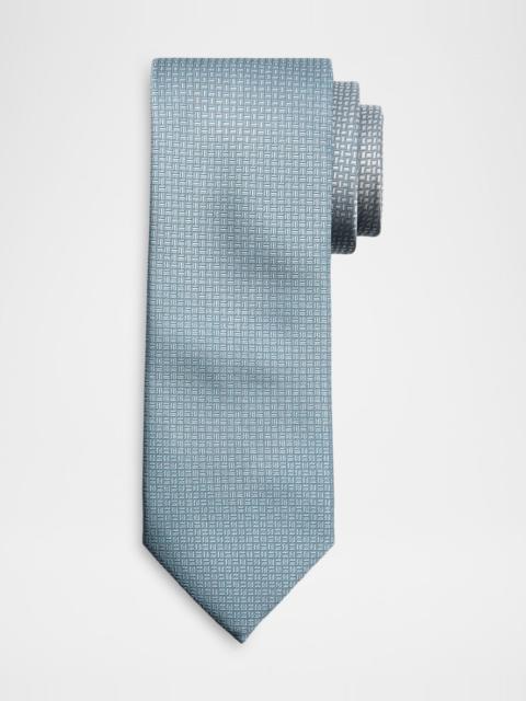 Brioni Men & apos;s Micro-Geometric Square Jacquard Silk Tie