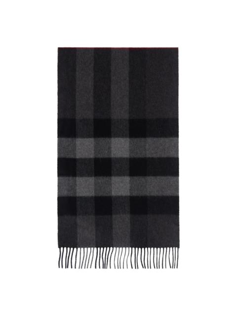 Burberry Gray Check Cashmere Scarf