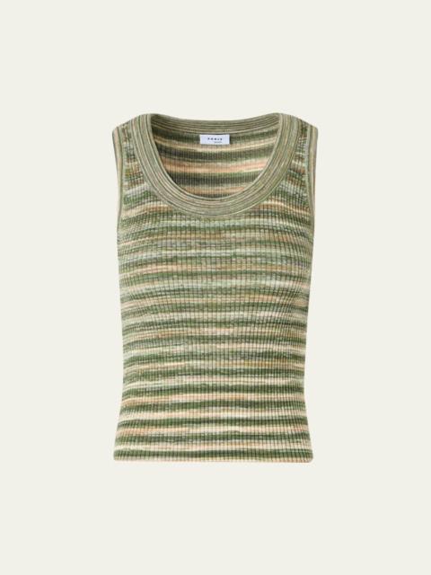 AKRIS Scoop-Neck Space Dye Merino Wool Rib Tank Top