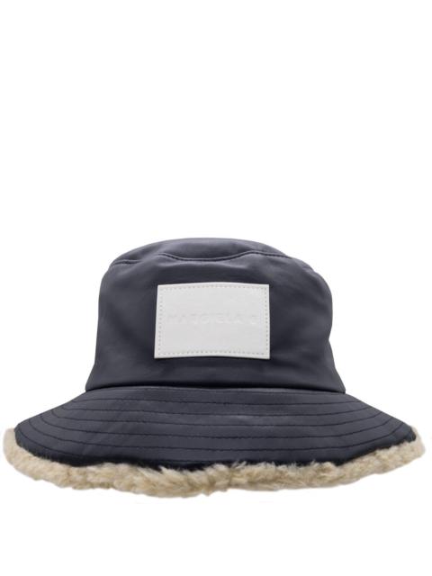 MM6 Maison Margiela Faux Leather Bucket Hat in Black