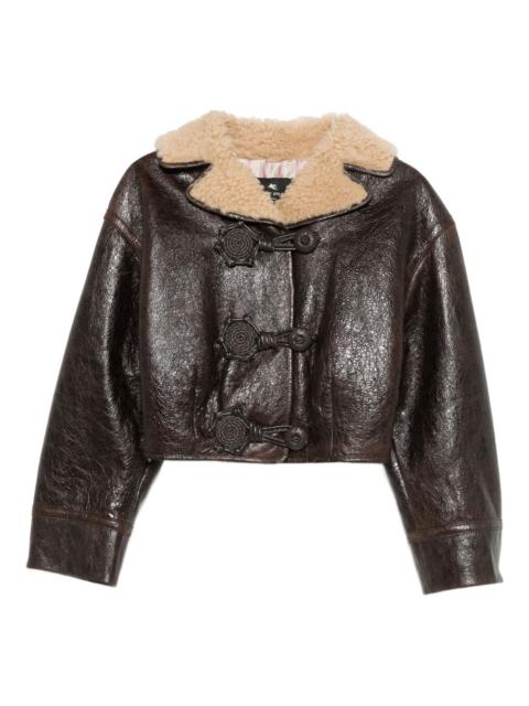 Etro shearling-collar leather jacket
