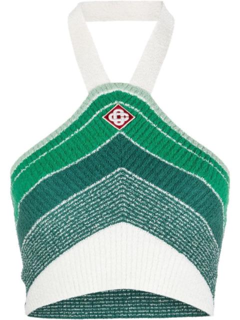 CASABLANCA CASABLANCA WOMEN Chevron Boucle Top Green/White
