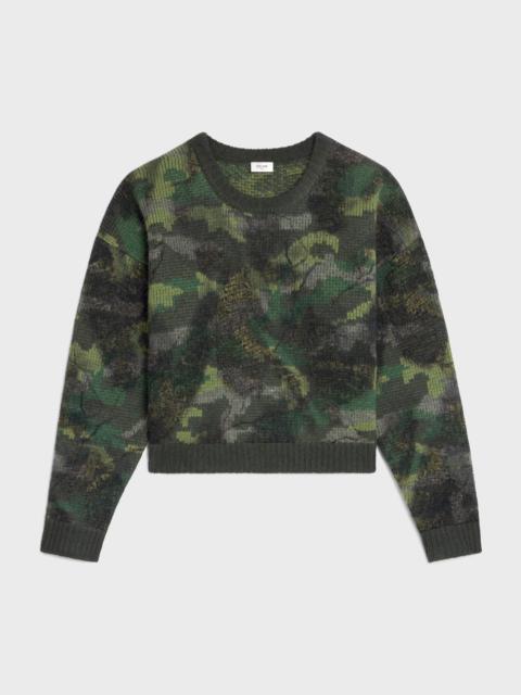 CELINE boxy cropped sweater in camouflage wool