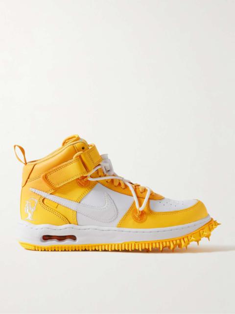 Nike + Off-White Air Force 1 Mid Two-Tone Leather High-Top Sneakers