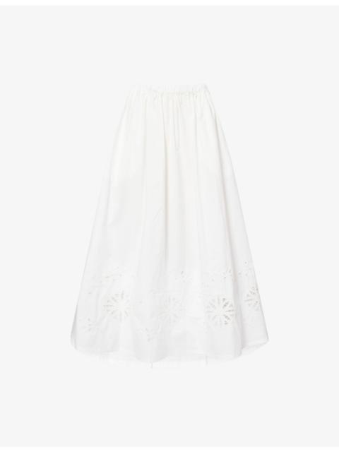 Jenni Kayne Lauren Embroidered Cotton Midi Skirt