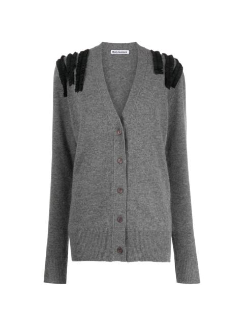 ruched-detail wool-blend cardigan