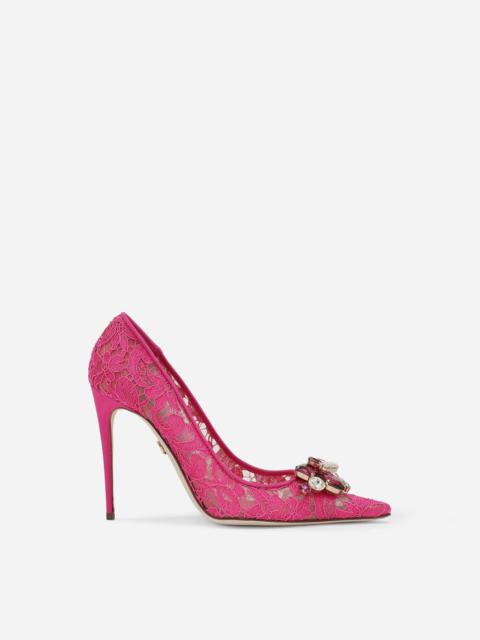 Rainbow lace pumps in lurex lace