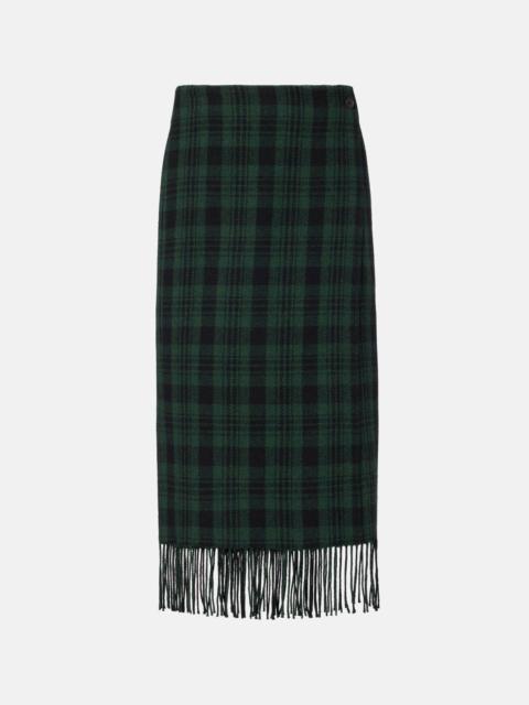 Polo Ralph Lauren Checked fringed wool-blend wrap skirt