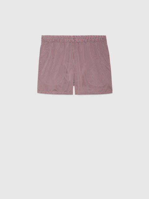 GUCCI Striped fabric swim shorts with patch