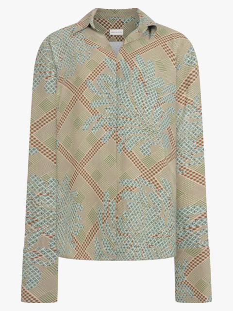 Dries Van Noten CELINDRA FLORAL MOTIF LS SHIRT | GREEN/MULTI