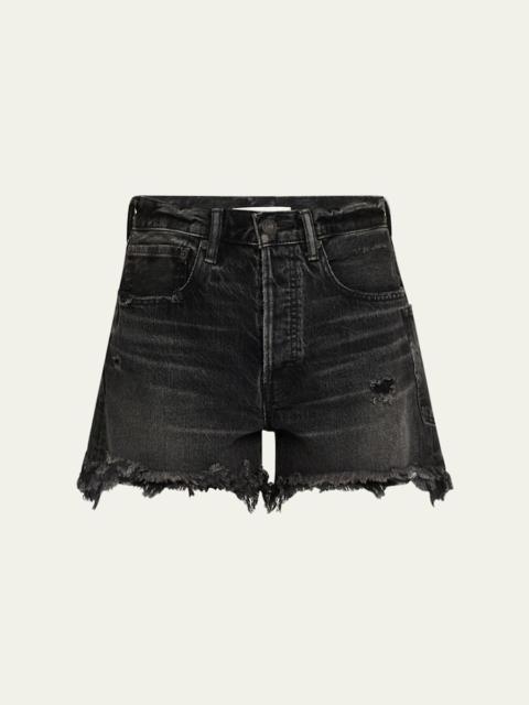 MOUSSY VINTAGE Harrington Distressed Denim Shorts