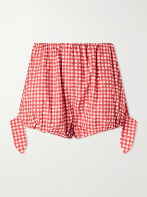 POSSE Rosie Tie-detailed Checked Cotton-poplin Shorts
