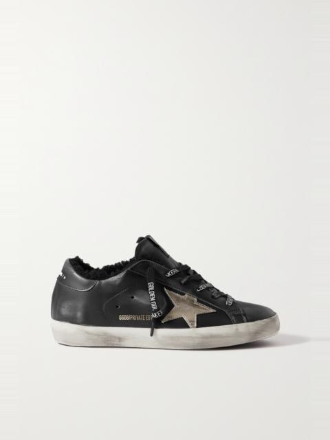 Superstar shearling-lined distressed leather sneakers