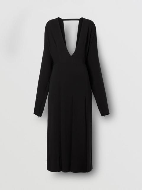 Burberry Pleated Silk Cady Dress with Detachable Slip