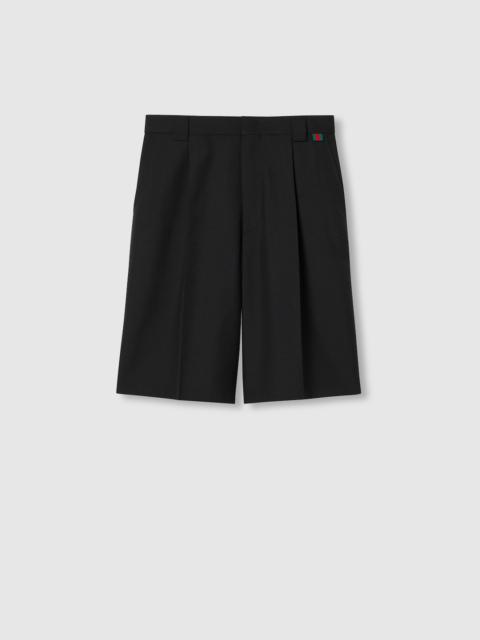 GUCCI Wool blend twill short with Web