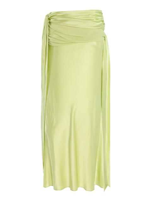 Knotted Silk Maxi Skirt green