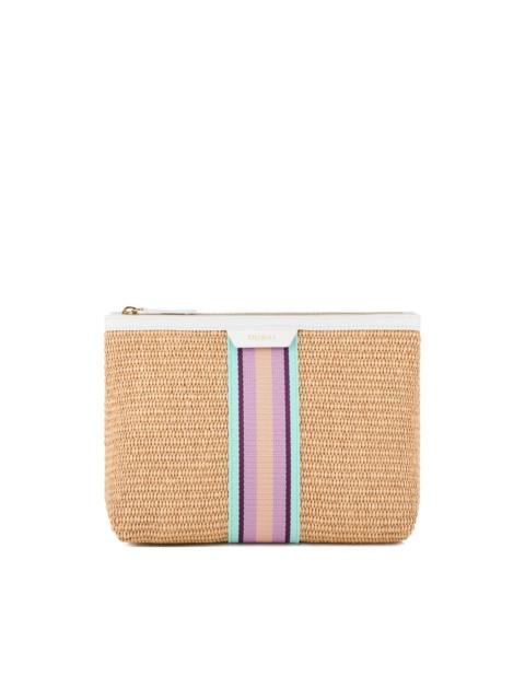AQUAZZURA raffia stripe clutch bag