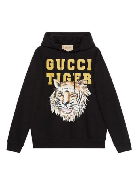 GUCCI Gucci Tiger Logo Cotton Sweatshirt 'Black Yellow' 623244-XJD3T-1152