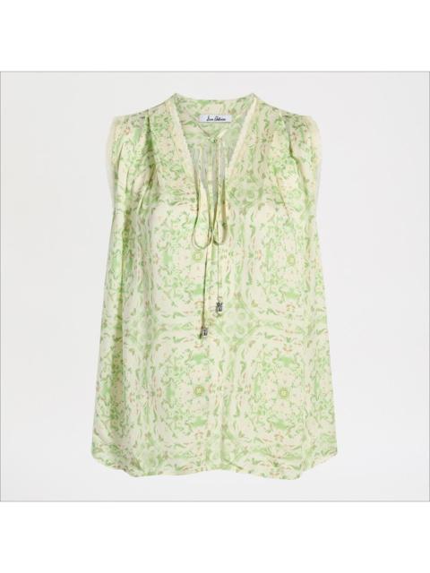 Sam Edelman Pleated Lace Insert Sleeveless Top