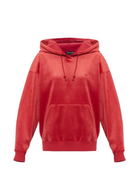 Y-3 logo-embroidered velvet hoodie