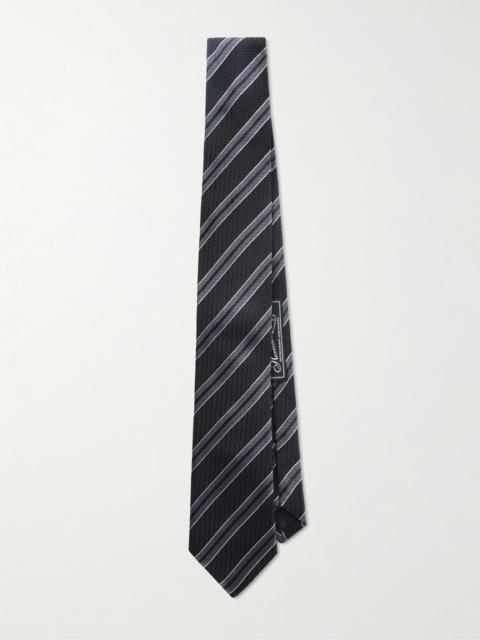 mfpen Banquet 7cm Striped Silk-Jacquard Tie Gray