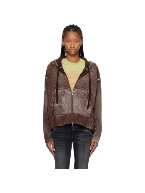Diesel Brown Wool Reverse-Print Hoodie