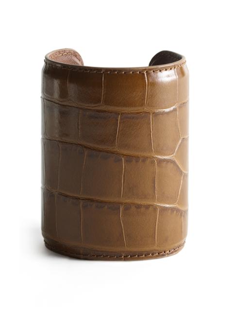 TOTEME Long Croc-Embossed Leather Cuff brown