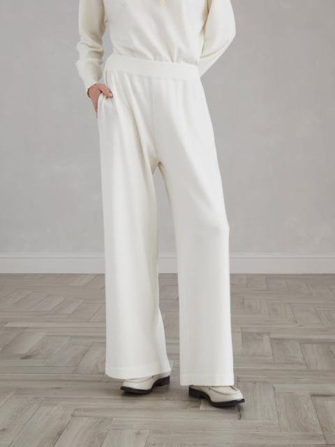 Cashmere knit track trousers with shiny tab