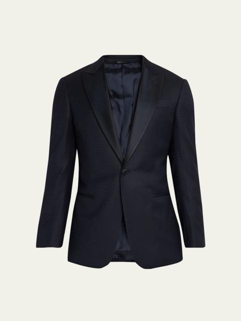 GIORGIO ARMANI Men's Soft Jacquard Satin-Trim Single-Breasted Blazer